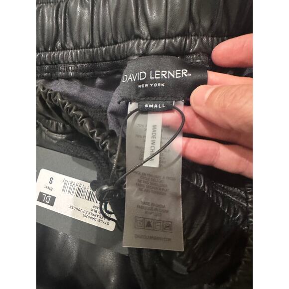 NWT David Lerner Soft Vegan Leather Relaxed Fit Black Blake Ankle Zip Joggers, S - Picture 3 of 11